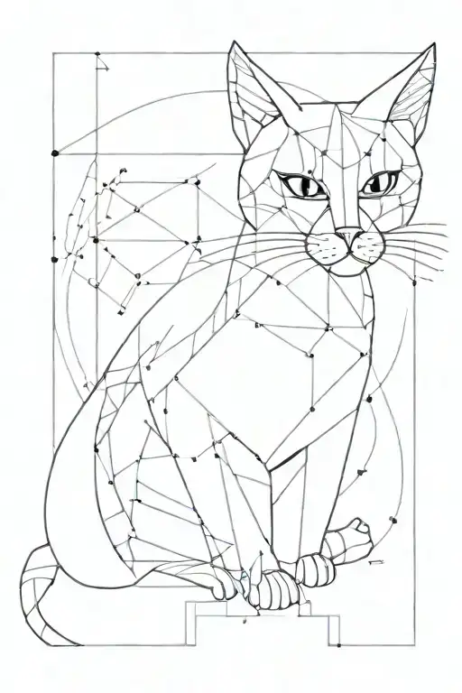 A Geometric Cat With Binary Code Forming The Shape