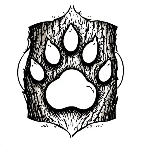 Cat Paw In Tree Bark