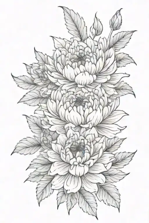 Chrysanthemum Flower And Peony Flower And Scorpion