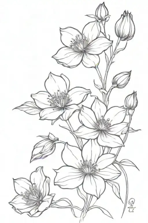 Vine Of Cosmos Violets And Waterlilys