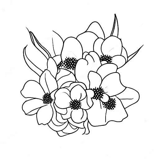 Running Dog Silhouette With Realist Flowers In The Background