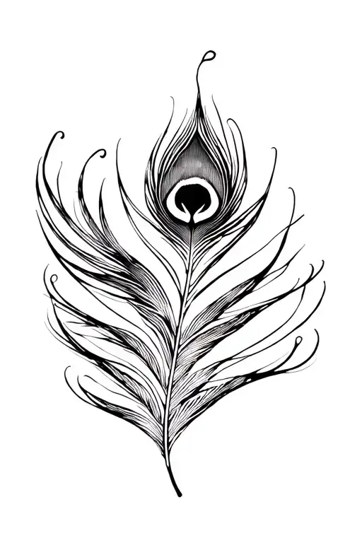 Minimal Folksy Distressed Peacock Feather Black And White Only