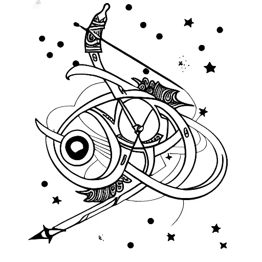 A Unique Sagittarius Tattoo Of Bow And Arrow With The Planet Jupiter