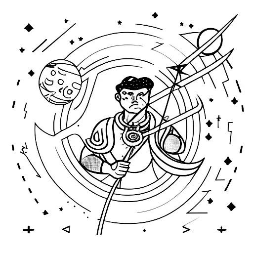 Archer With Bow And Arrow With The Planet Jupiter