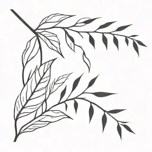 Black And White Branch With Spikes And Dead Leaves