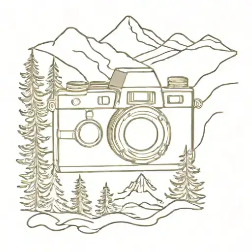 A Snow-covered Film Camera Surrounded By Pine Trees And Mountain Peaks