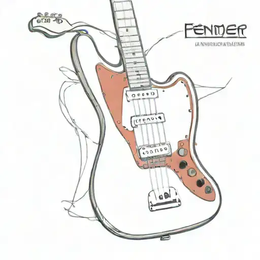 A Minimalist Tattoo Of A Fender Jazzmaster Guitar With A Red Body And Black Pickguard