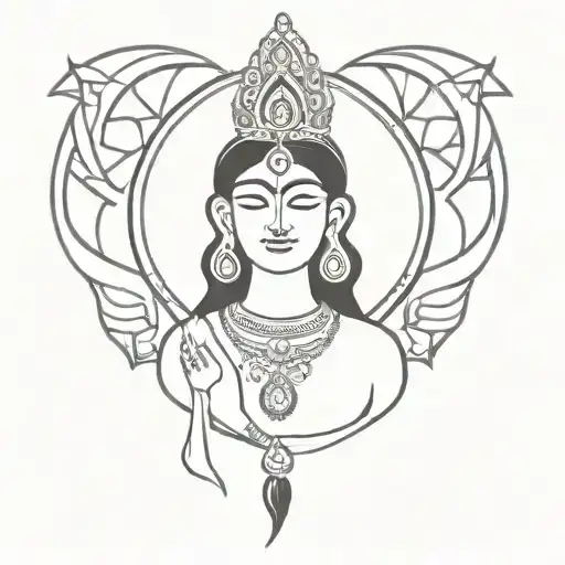 A Blackwork Design Of Maa Kaali Embodying The Essence Of Indian Spiritualism And Strength