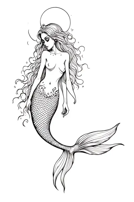 Scary Gory Zombified Siren Mermaid Flowy