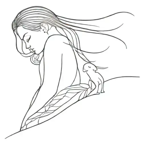 Grown Woman With A Shadow Of A Little Girl