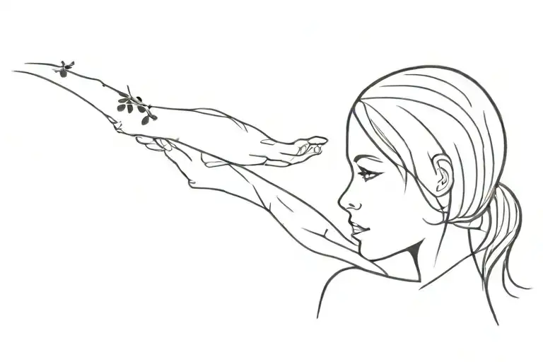 Woman With A Shadow Of A Little Girl