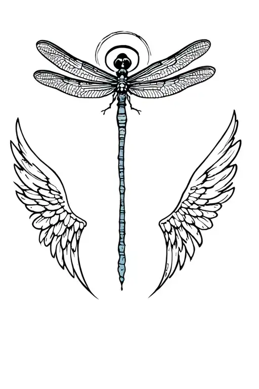Dragonfly With Angel's Wings And Halo Made