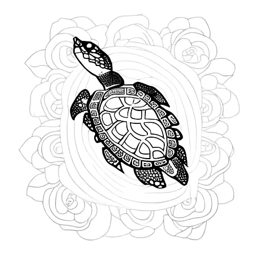 Turtle In A Floral Decoration