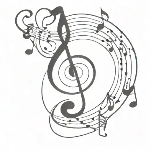 An Abstract Tattoo Of Vinyl Records Spinning Around A Music Note