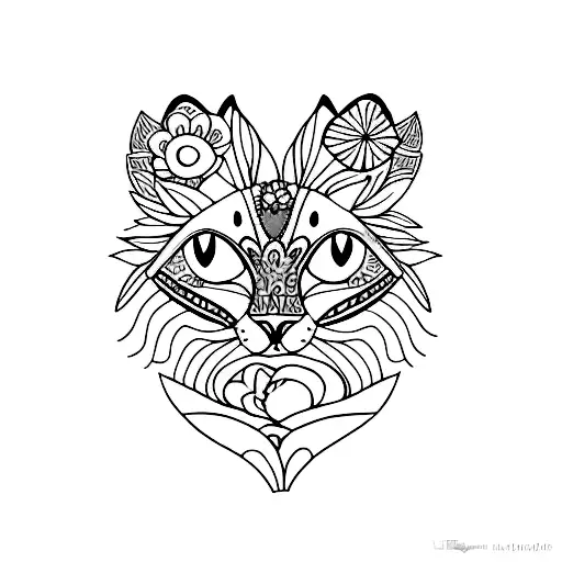 Boho Hippie Flowers Cat