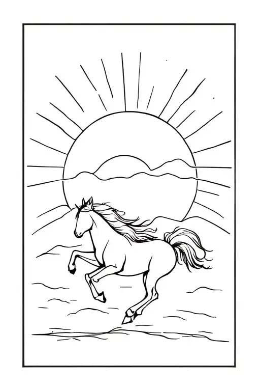 Horse Full Body Runnin And A Sun At The Back Ground