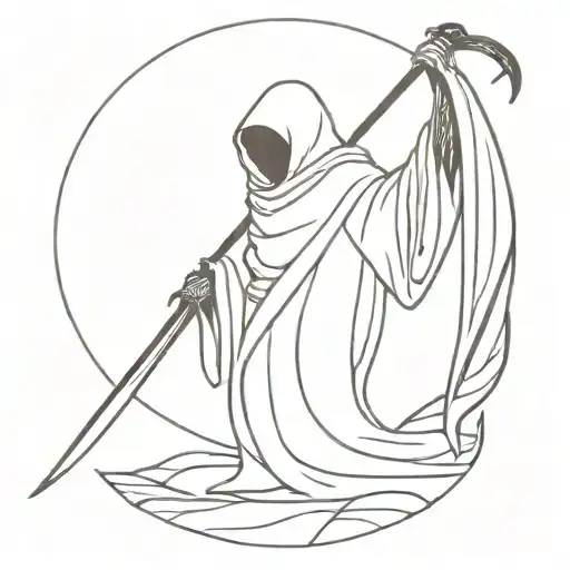 Grim Reaper Holding Scythe Saying Resurrection