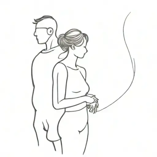 Girl Siluette Taking Of A Mask From A Guy Standing