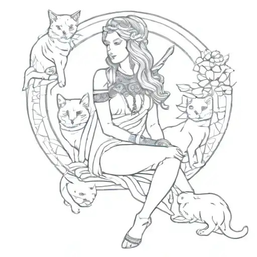 Freya Norse Goddess With Cats