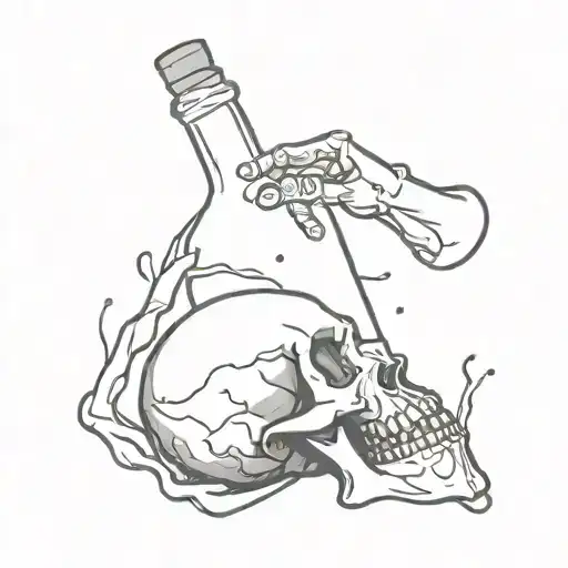 Skeleton Pouring Out A Bottle