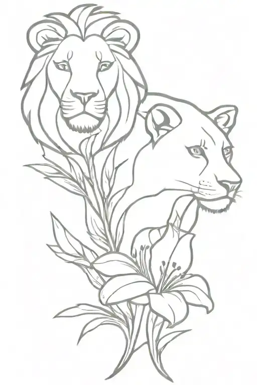 Lion And Gladiolus Flower