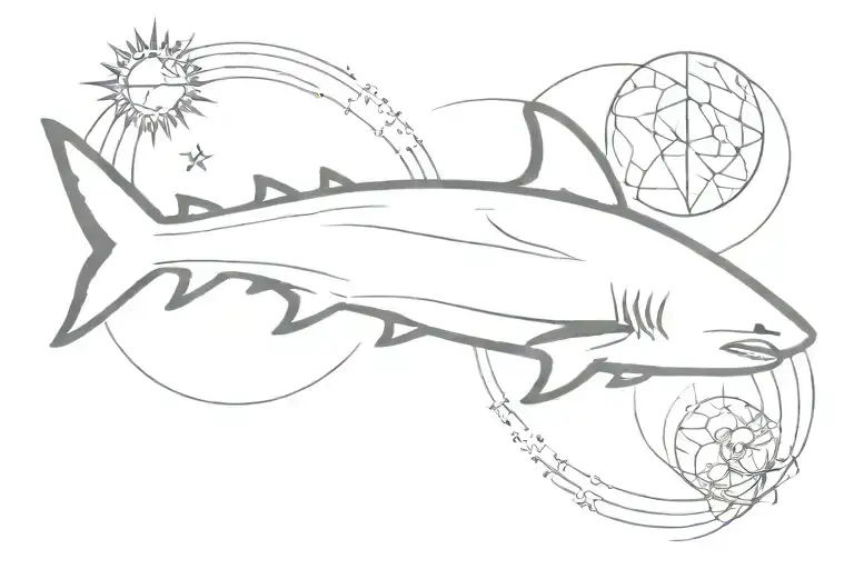 Bull Shark Swimming Around The Sun