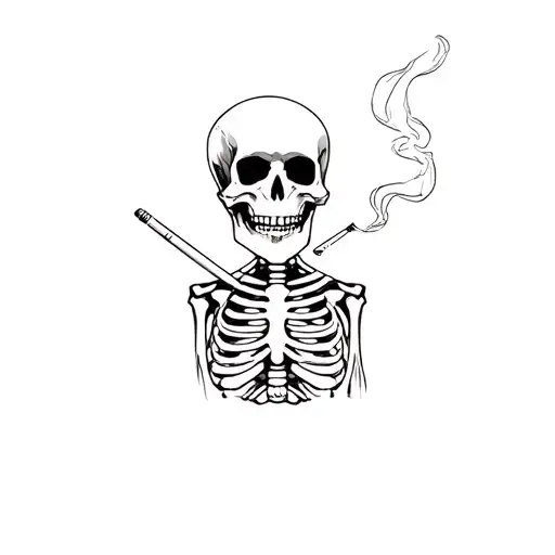 Skeleton Smoking A Cigarette