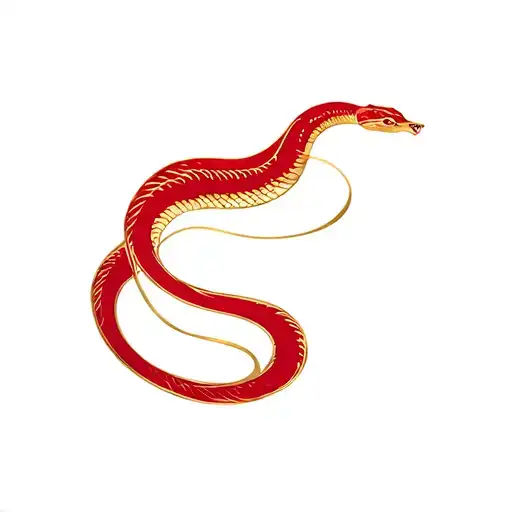Red And Gold Snake In Shape Of S