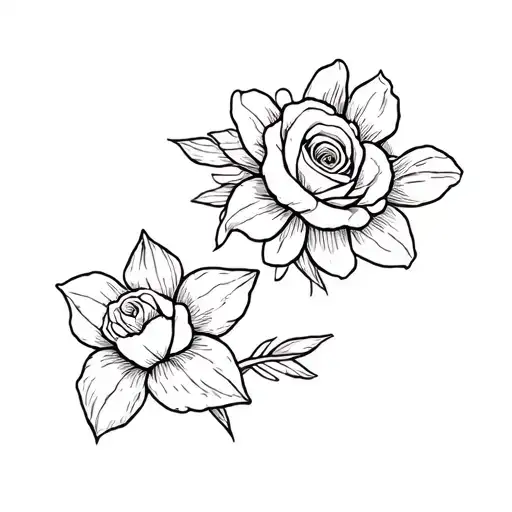 Rose And Daffodil Flowers