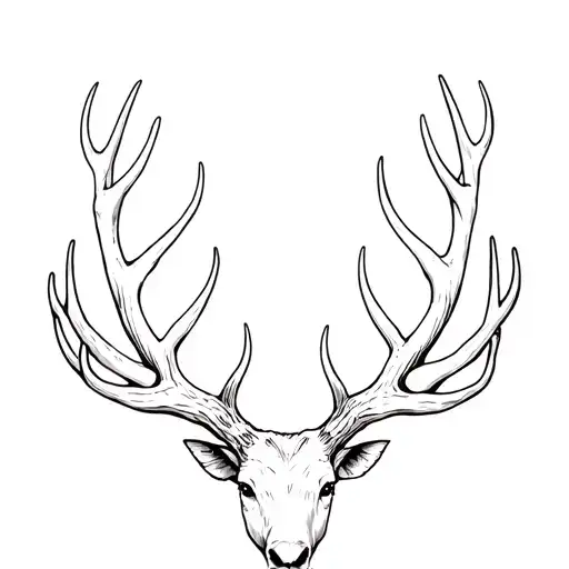 Elk Antlers 8 Points With Mountain Straight Down Under It As A Spine