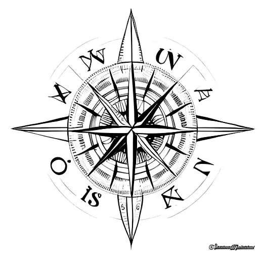 A Minimalist Tattoo Of A Compass And A Paint Palette Combined