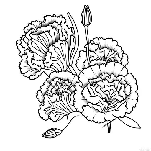 Carnation Flower Wrapped Around Lily Flower And Violet Flower