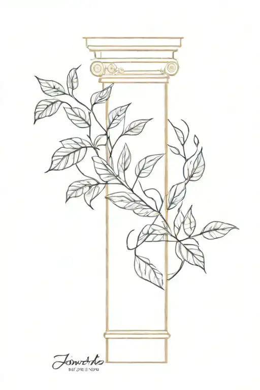 Greek Column Pillar With Pathos Plant Vine