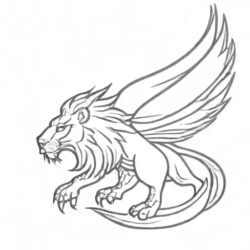 Combine Elements Of A Sikh Eagle And A Lion In A Blackwork Style