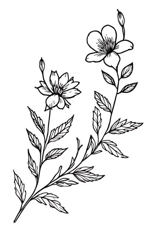 Fine Line Tattoo With The July And November Birth Flowers