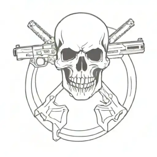 Skull With Guns As Teeth