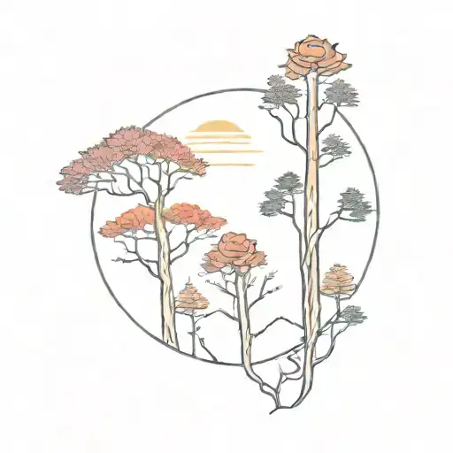 Rose - Sisters - Redwood Trees Colors Sunset