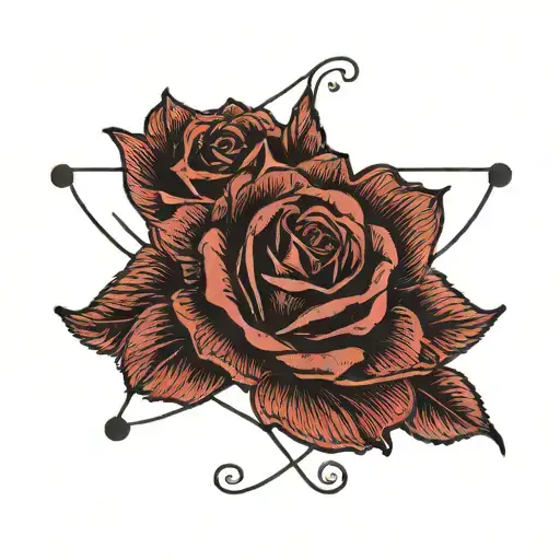 Rose With Gemini Zodiac Sign Intertwined