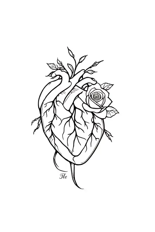 Mind And Heart Anatomical And Rose Joining Them And Balance Written In The Middle