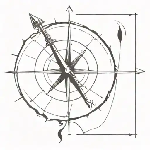 Ink Pen That Looks Like A Harpoon Piercing Through A Compass