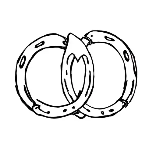 Has Two Horse Shoes Overlapping With One Facing Up And One Facing Down With A Cowboy Bo