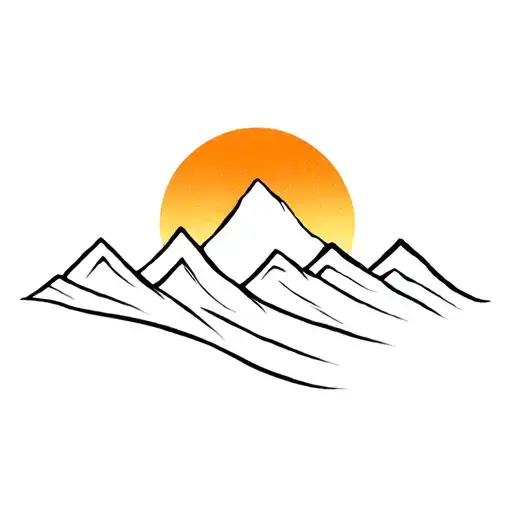 Mountain Range And Sun Rising Silhouette