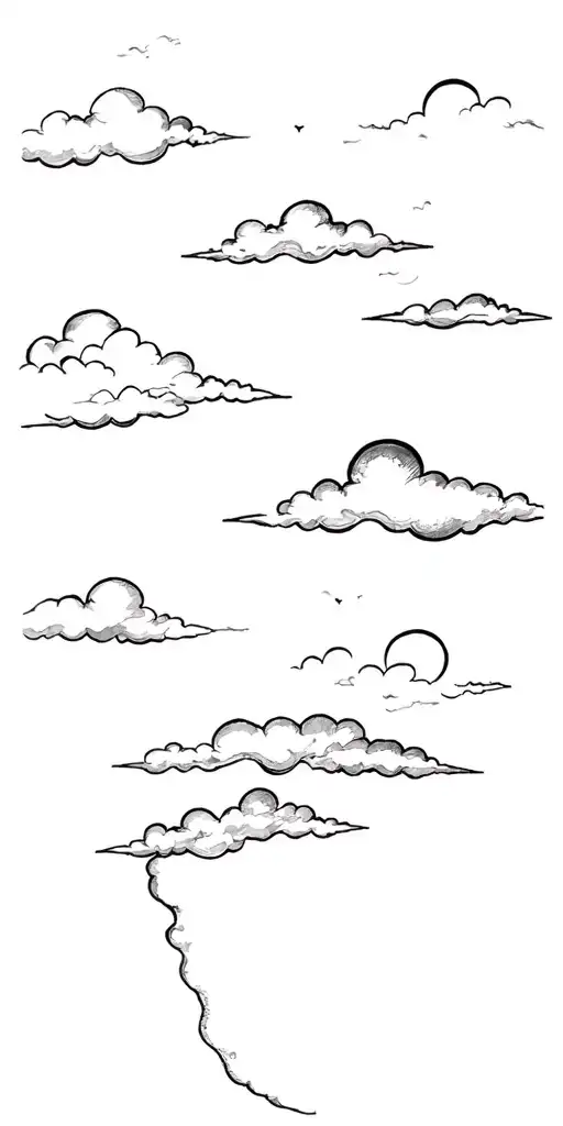 A Silhouette Lying On The Clouds