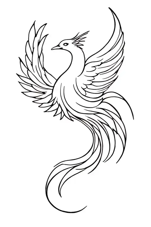 Minimalist Simple Line Drawing Phoenix Swirl