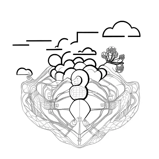Occipital Lobe Simple Line Art