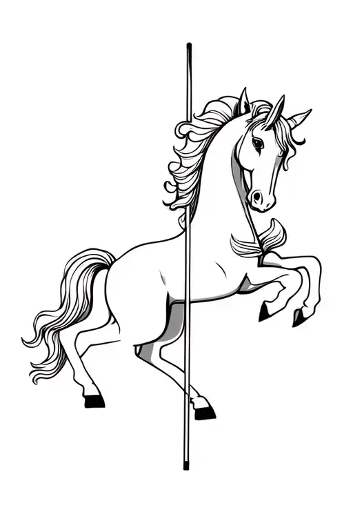 Fine Line Black And White Carousel Horse