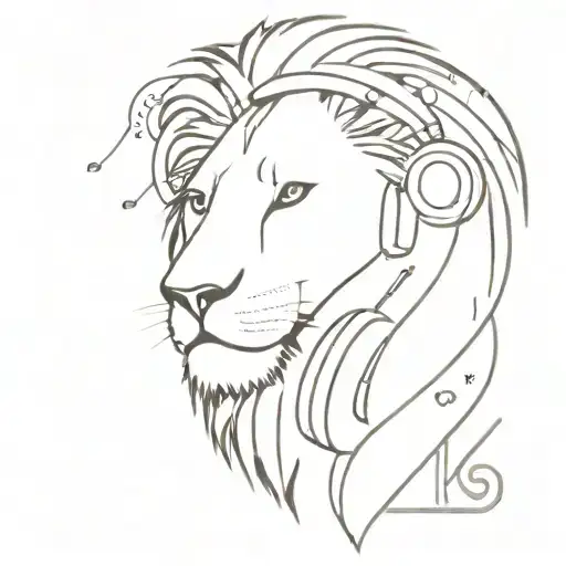 A Lion Wearing Headphones And Djing On A Turntable Surrounded By A Forest Of Music Notes