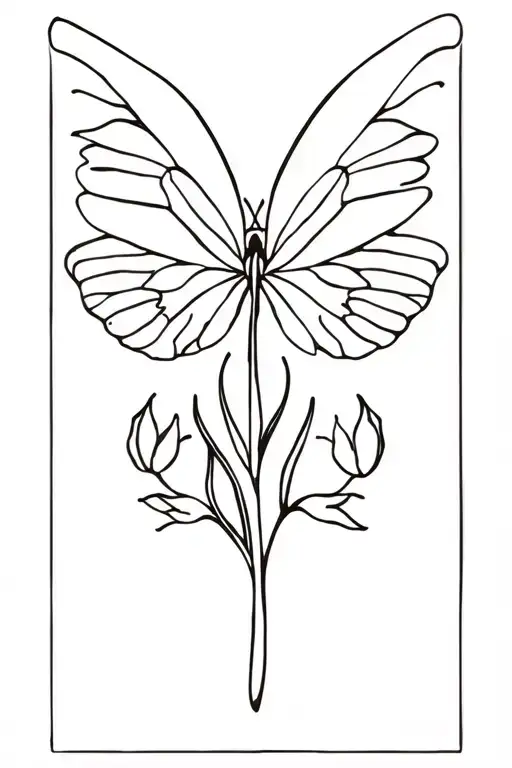 Open Butterfly With Mini Tulips On Open Wings