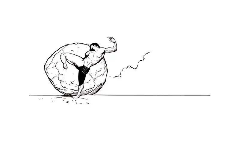 Sisyphus Lokking At Falling Boulder