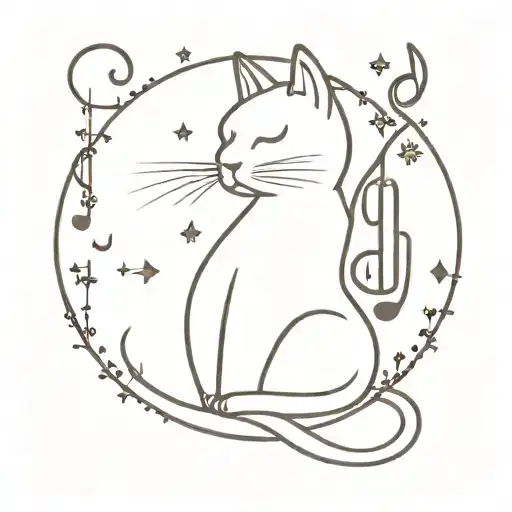 A Celestial Cat Constellation With Music Notes As Stars